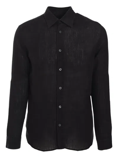 120% Lino Linen Shirt In Black