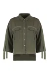 120% Lino Chest-pockets Linen Shirt In Green