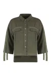 120% Lino Chest-pockets Linen Shirt In Green