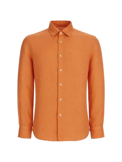 120% Lino Linen Shirt In Orange