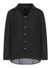 120% Lino Linen Shirt With Asymmetric Hem In Black