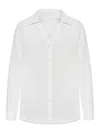 120% Lino Linen Shirt With Asymmetric Hem In White