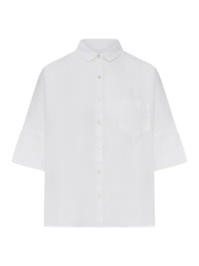 120% Lino Linen Shirt With Classic Collar In White