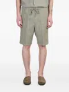 120% Lino Shorts In Green Linen In Animal Print