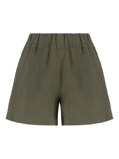 120% Lino Linen Shorts In Green