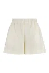 120% Lino Elasticated-waist Shorts In Green
