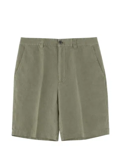 120% Lino Tailored Linen Mid-length Shorts In Green
