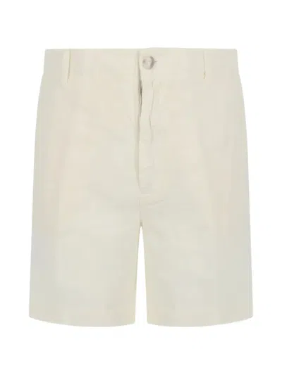 120% Lino Light Linen Elastic Waistband Shorts In White