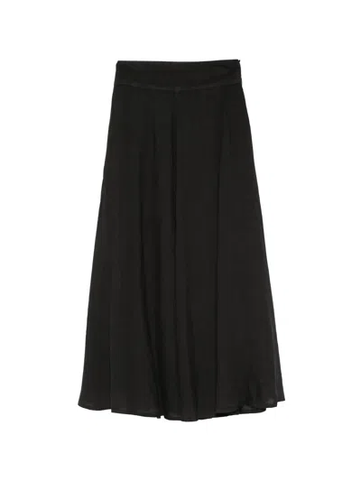 120% Lino Linen Skirt In Black