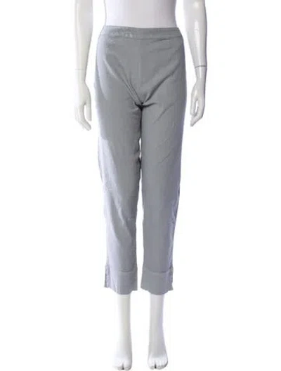 Pre-owned 120% Lino Linen Straight Leg Pants In Gray