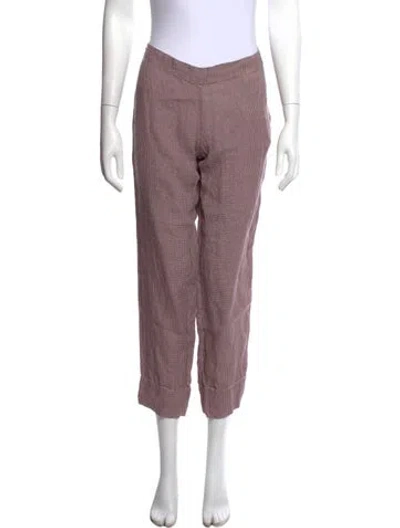 Pre-owned 120% Lino Linen Straight Leg Pants In Multi