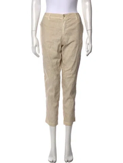 Pre-owned 120% Lino Linen Straight Leg Pants In Neutral
