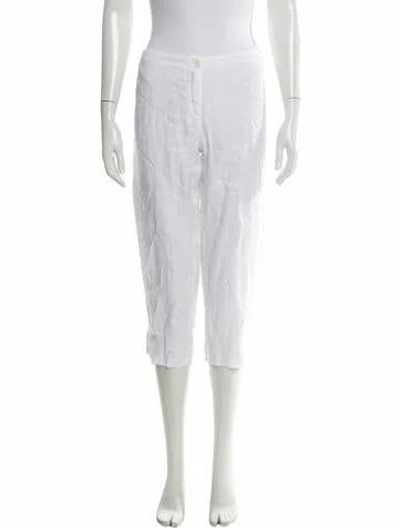 Pre-owned 120% Lino Linen Straight Leg Pants In White