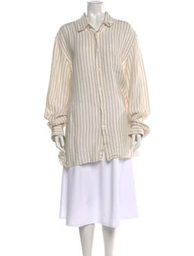 Pre-owned 120% Lino Linen Striped Shirt In Neutral