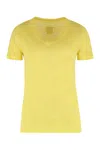 120% Lino V-neck Linen T-shirt In Yellow
