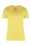 120% Lino V-neck Linen T-shirt In Yellow