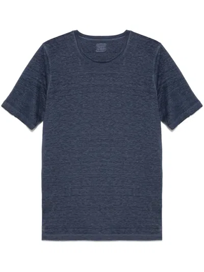 120% Lino Linen T-shirt In Blue