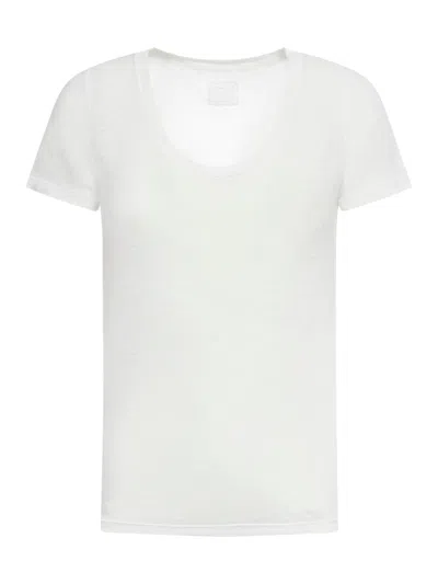 120% LINO LINEN T-SHIRT WITH DEEP NECKLINE
