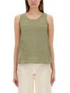 120% Lino Linen Top In Green
