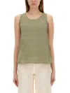 120% Lino Linen Top In Green