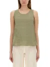 120% Lino Linen Top In Green