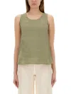 120% Lino Linen Top In Green