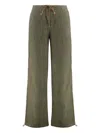 120% Lino Linen Wide Leg Trousers In Green