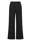120% Lino Wide Leg Linen Trousers In Black