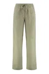 120% Lino Linen Wide Leg Trousers In Green