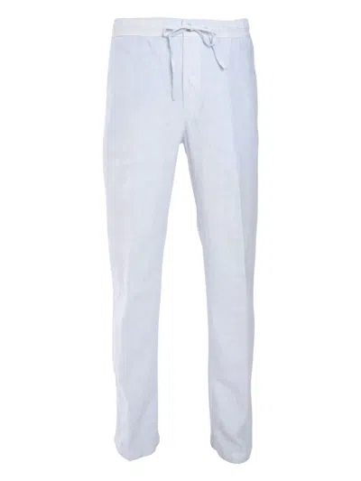 120% Lino Linen Trousers In Blue