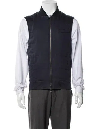 Pre-owned 120% Lino Linen Vest In Blue