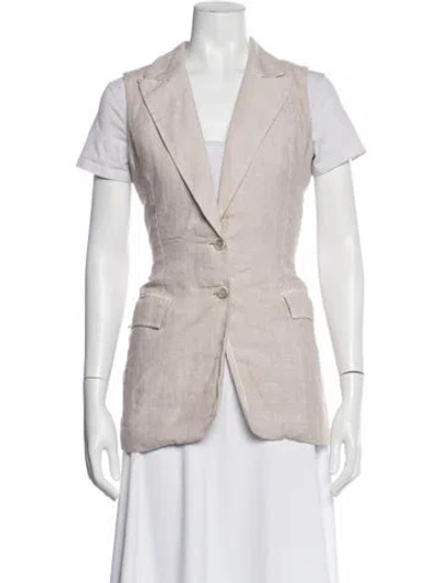 Pre-owned 120% Lino Linen Vest In Neutral