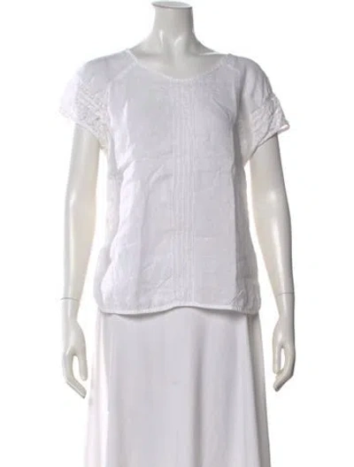 Pre-owned 120% Lino Linen V-neck Top In Gray