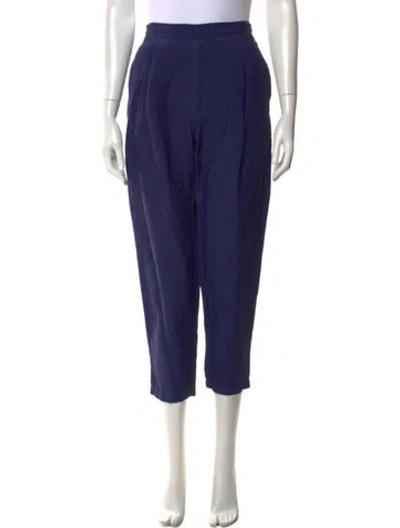 Pre-owned 120% Lino Linen Wide Leg Pants In Blue