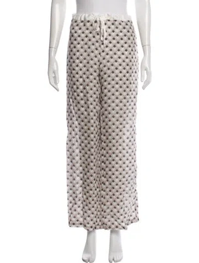 Pre-owned 120% Lino Linen Wide Leg Pants In Neutral