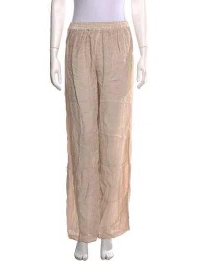 Pre-owned 120% Lino Linen Wide Leg Pants In Neutrals