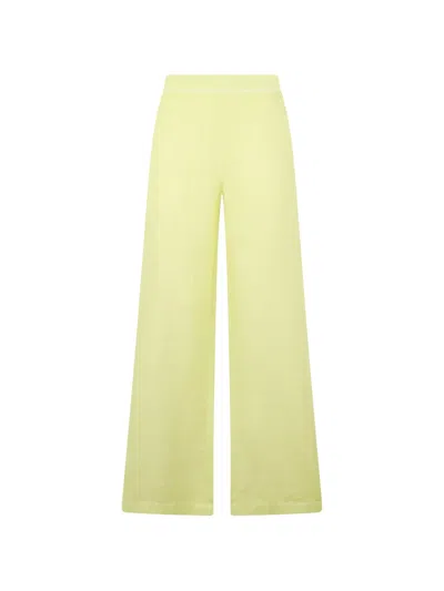 120% Lino Linen Wide-leg Trousers In Yellow