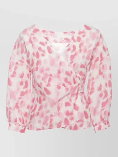 120% Lino Linen Wrap Blouse Bow Detail Cuffs