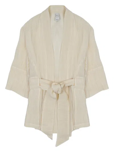 120% Lino Linen-blend Women's Mini Jacket In White