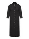 120% Lino Long Linen Chemisier Dress In Black