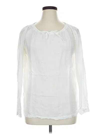 Pre-owned 120% Lino Long Sleeve Blouse In White