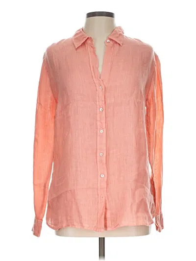Pre-owned 120% Lino Long Sleeve Button Down Shirt In Orange