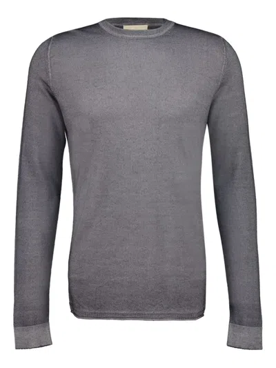120% Lino Long-sleeve Fine-knit T-shirt In Gray