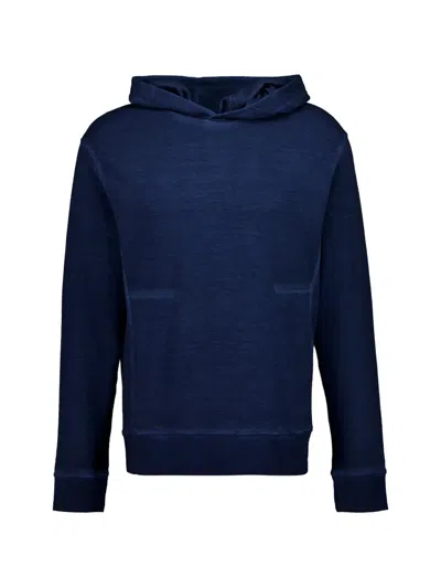 120% Lino Long-sleeve Hoodie In Blue