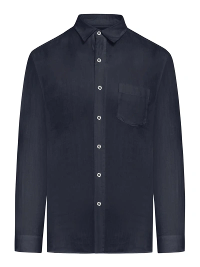 120% Lino Long Sleeve Regular Fit Men Shirt In Navy Blue