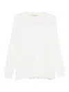 120% Lino Long-sleeve Round-neck Sweater In White