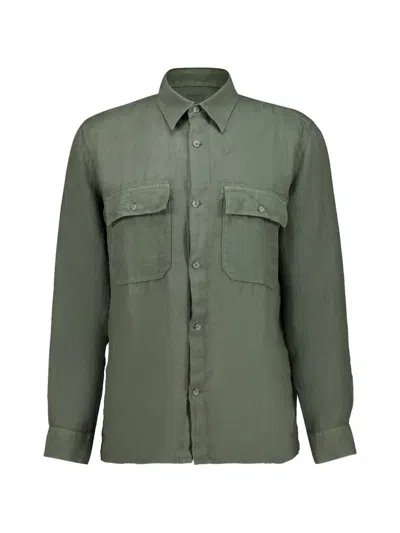 120% Lino Long-sleeve Shirt In Green