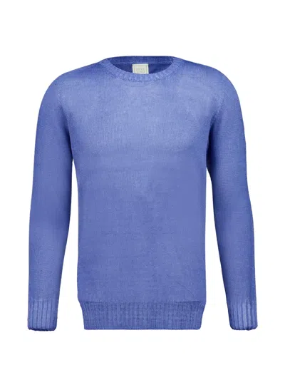 120% Lino Long-sleeve Sweater In Blue