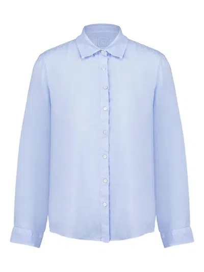 120% Lino Langärmeliges Hemd In Blue