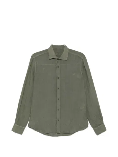 120% Lino Long-sleeve Buttoned Shirt In Green